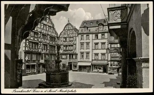 Bernkastel-Kues Berncastel-Cues Marktplatz, Geschäfte in Fachwerkhäusern 1955