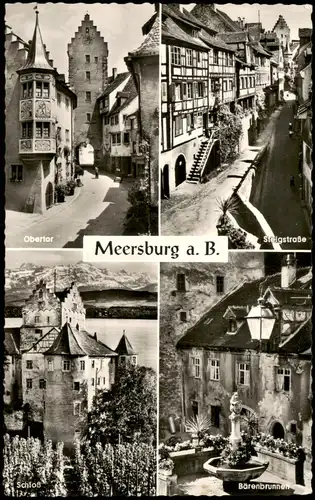 Ansichtskarte Meersburg Mehrbildkarte mit 4 Ortsansichten 1960