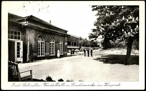 Ansichtskarte Bad Salzuflen Wandelhalle u. Gradierwerke im Kurpark 1953