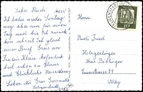 Ludwigshafen Umland-Ansichten PFALZ-Region mit Lied-Text "Pfälzer Land" 1962