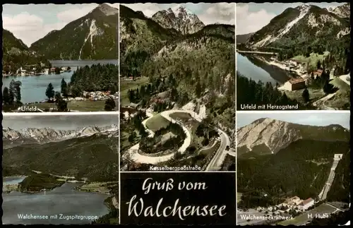 Kochel am See Mehrbild-AK mit Kesselbergstraße, Urfeld, Walchensee 1960