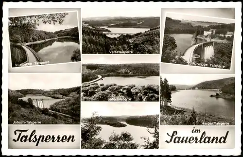 .Nordrhein-Westfalen Sauerland TALSPERREN Mehrbildkarte 7 Foto-Ansichten 1962