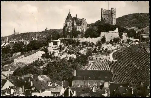 Bingen am Rhein Panorama Blick Burg Klopp, Rochusberg mit Kapelle 1956