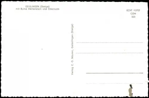 Geislingen an der Steige Ortspanorama mit Ruine Helfenstein und Odenturm 1960