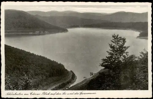 Ansichtskarte Asel-Vöhl Edersee Blick auf den See und die Sperrmauer 1940