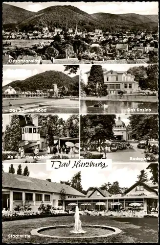 Bad Harzburg Mehrbild-AK mit Schwimmbad, Kasino, Schwebebahn uvm. 1960