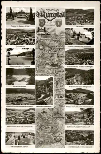 Weisenbach Mehrbildkarte das romantische Murgtal Rastatt bis Freudenstadt 1965