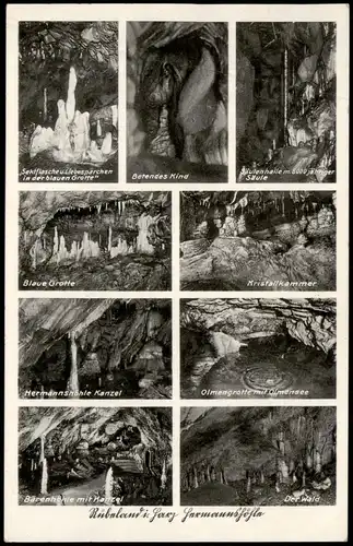 Ansichtskarte Rübeland Hermannshöhle Mehrbildkarte div. Foto-Ansichten 1940