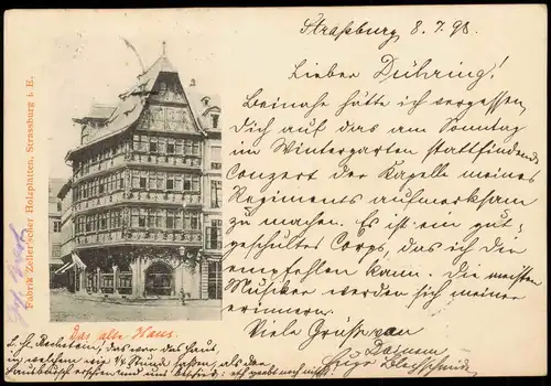 CPA Straßburg Strasbourg Altes Haus 1898