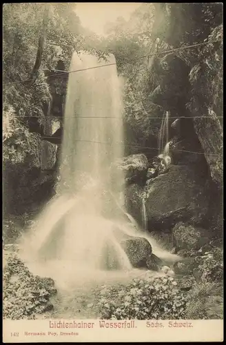 Ansichtskarte Lichtenhain-Sebnitz Lichtenhainer Wasserfall 1906