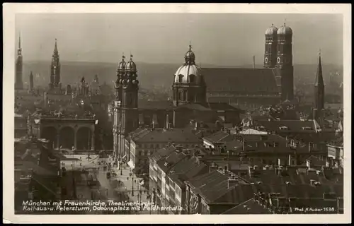 München Panorama mit Frauenkirche, Theatinerkirche  Odeonsplatz 1930