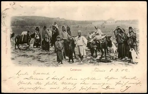 Postcard Tunesien Tunesien Tunesia Caravane Typen 1902