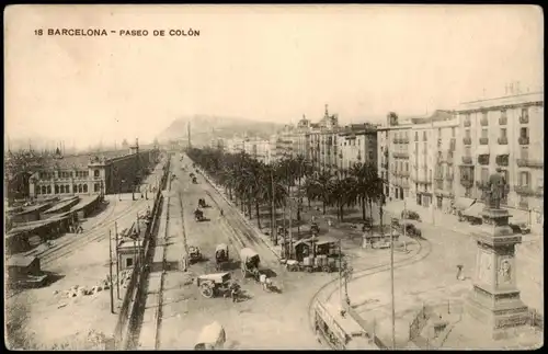 Postales Barcelona PASEO DE COLÓN 1916