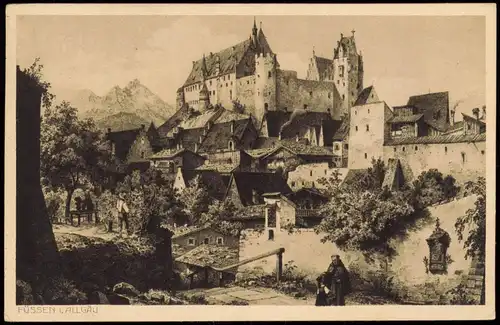 Ansichtskarte Füssen Stadtpartie - Künstlerkarte 1926