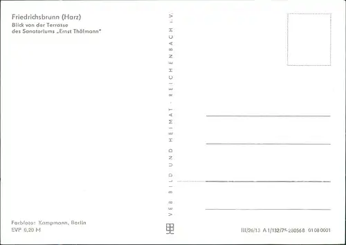 Friedrichsbrunn Terrasse des Sanatorium "Ernst-Thälmann", Panorama-Ansicht 1978