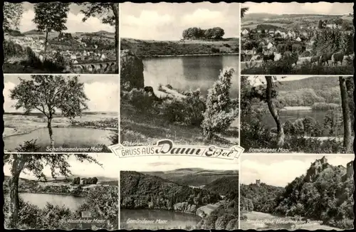 Daun Eifel Mehrbild-AK mit 8 Orts- und Eifel Umland-Ansichten 1963