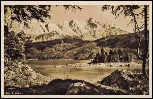 Ansichtskarte Garmisch-Partenkirchen Partie am Eibsee, Stimmungsbild 1937