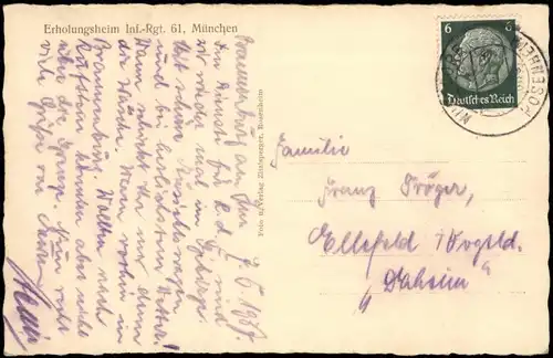 Ansichtskarte Nußdorf am Inn Erholungsheim Inf.-Rgt. 61, München 1937