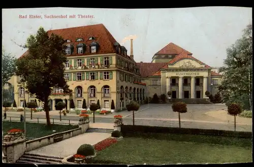 Ansichtskarte Bad Elster Kurtheater und Sachsenhof 1926