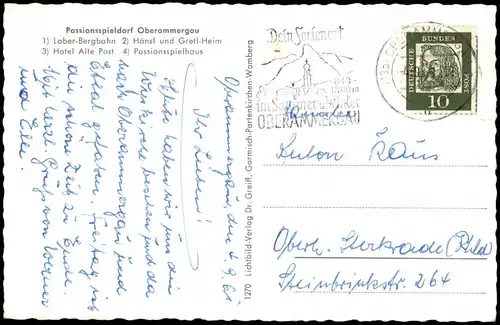 Oberammergau  Laber-Bergbahn, Hänsl und Gretl-Heim, Hotel Alte Post  1961