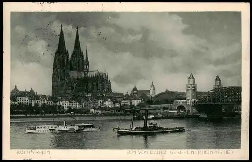 Ansichtskarte Köln Rheindampfer, Dom, Brücke 1914