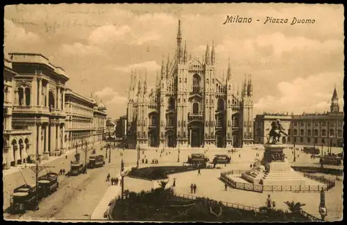 Cartoline Mailand Milano Piazza Duomo, Tram 1907
