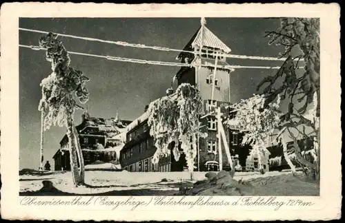 Ansichtskarte Oberwiesenthal Fichtelberghaus im Winter 1928