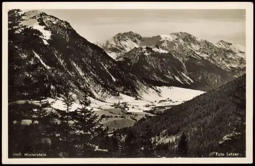 Ansichtskarte Hinterstein / Allgäu Fernblick auf die Stadt - Winter 1930