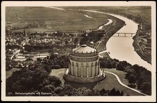 Ansichtskarte Kelheim Luftbild Befreiungshalle Stadt 1936