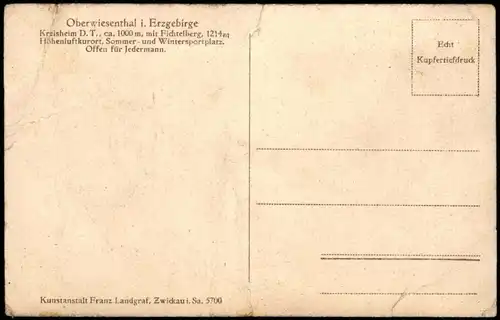 Ansichtskarte Oberwiesenthal Kreisheim D.T. 1934