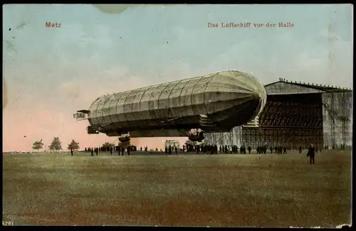 CPA Metz Flugwesen - Zeppelin und Halle, Lothringen Lorraine 1913