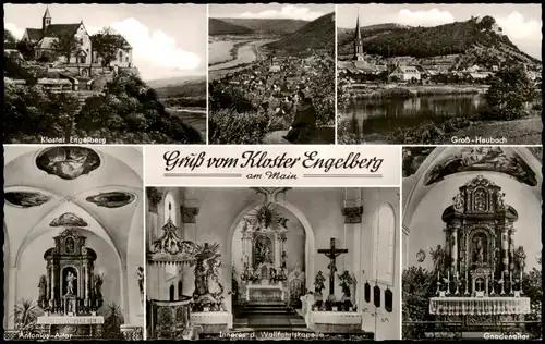 Großheubach Mehrbild-AK Gruß vom Kloster Engelberg am Main 1960