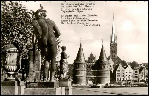 Ansichtskarte Lübeck Merkur auf der Puppen-Brücke 1960
