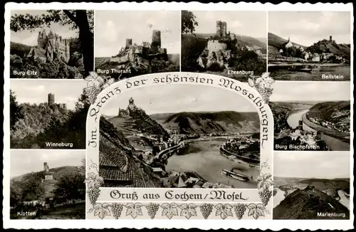 .Rheinland-Pfalz Mosel (Rheinland-Pfalz) Mehrbildkarte mit Burgen (Castles) 1961