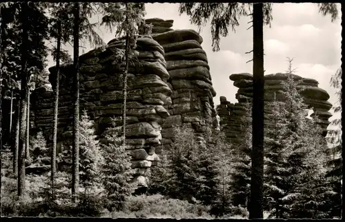 Ansichtskarte  Fichtelgebirge: Drei Brüder am Schneeberg 1960