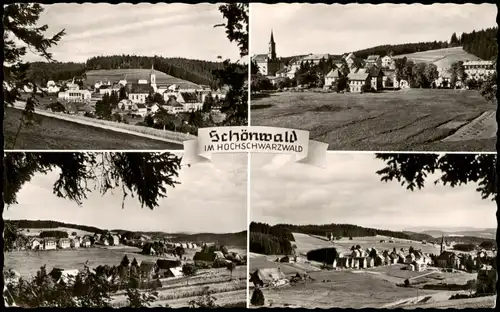 Schönwald im Schwarzwald Mehrbildkarte mit 4 Foto-Ortsansichten 1962