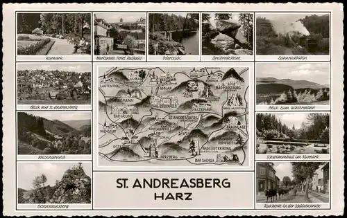 Ansichtskarte Sankt Andreasberg-Braunlage Stadtteilansichten - Landkarte 1956