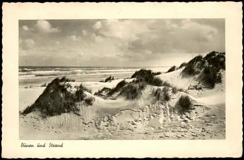 Ansichtskarte Langeoog Dünen und Strand 1955