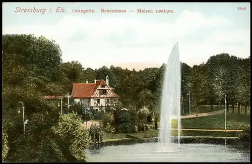 CPA Straßburg Strasbourg Elsaß Orangerie. Bauernhaus 1913