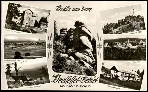 Bayerischer Wald Mehrbild-AK Wegscheid, Dreisessel, Hochstein, Haidmühle 1970