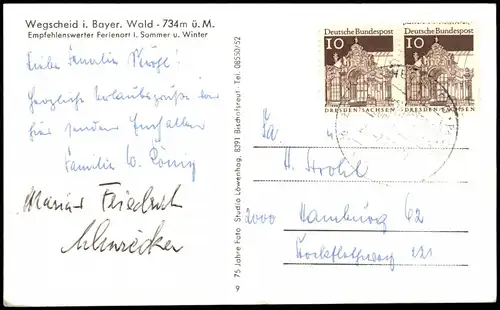 Bayerischer Wald Mehrbild-AK Wegscheid, Dreisessel, Hochstein, Haidmühle 1970