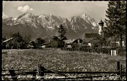 Ansichtskarte Farchant Teilansicht mit Blick zur Zugspitze 1965