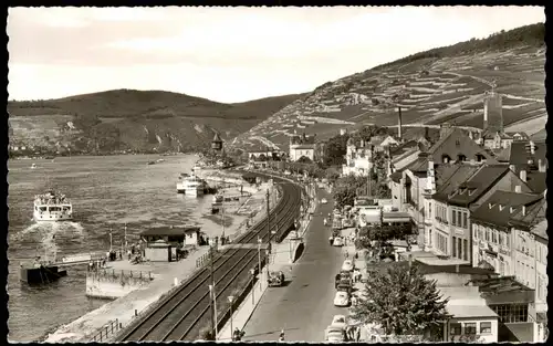 Ansichtskarte Rüdesheim (Rhein) Ortspanorama Rhein - Rheinpromenade 1960