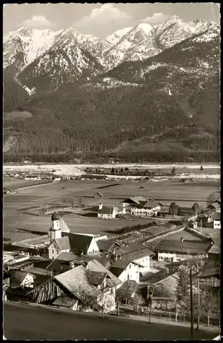 Ansichtskarte Wallgau Ortspanorama mit Schöttlkarspitze 2049 m 1957