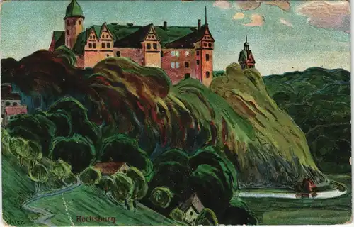 Rochsburg-Lunzenau Schloss Rochsburg - Künstlerkarte E. Meister 1916