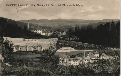Hohwald (Sachsen) Hauptgebäude. Blick von der Ostsen - 3 Bild 1917