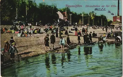 Ansichtskarte Ottensen-Hamburg Strandleben - Mühle 1915