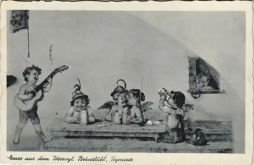 Tegernsee (Stadt) Herzogl. Bräustübl - Engel beim Biertrinken 1939