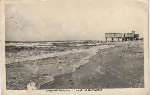 Postcard Berg Dievenow Dziwnów Strand mit Badeanstalt 1928