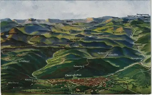 Ansichtskarte Freudenstadt Landkarten AK - Relief 1922